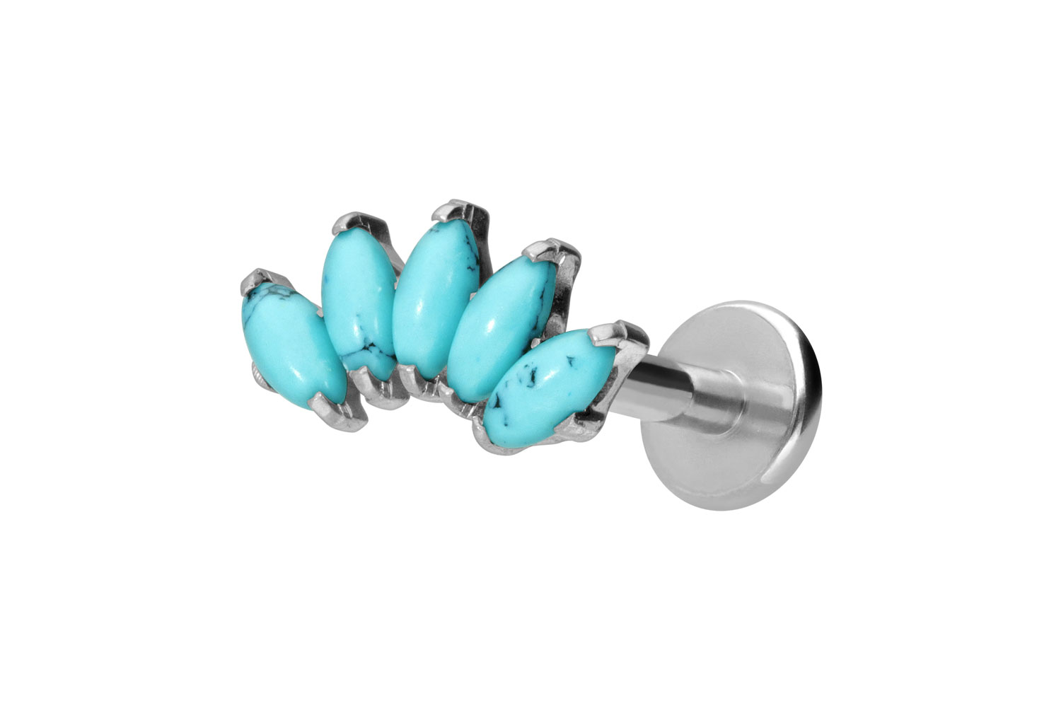 Titan Labret Piercing mit Innengewinde BOGEN + SYNTHETISCHE TÜRKISE